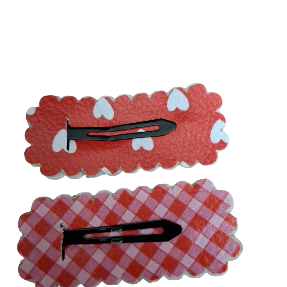 Red and White Heart Hair Clips